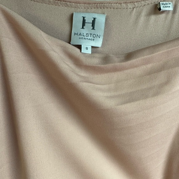 Halston Heritage Square Neckline Midi Length Dress Asymmetrical 10 Pink - Picture 5 of 6